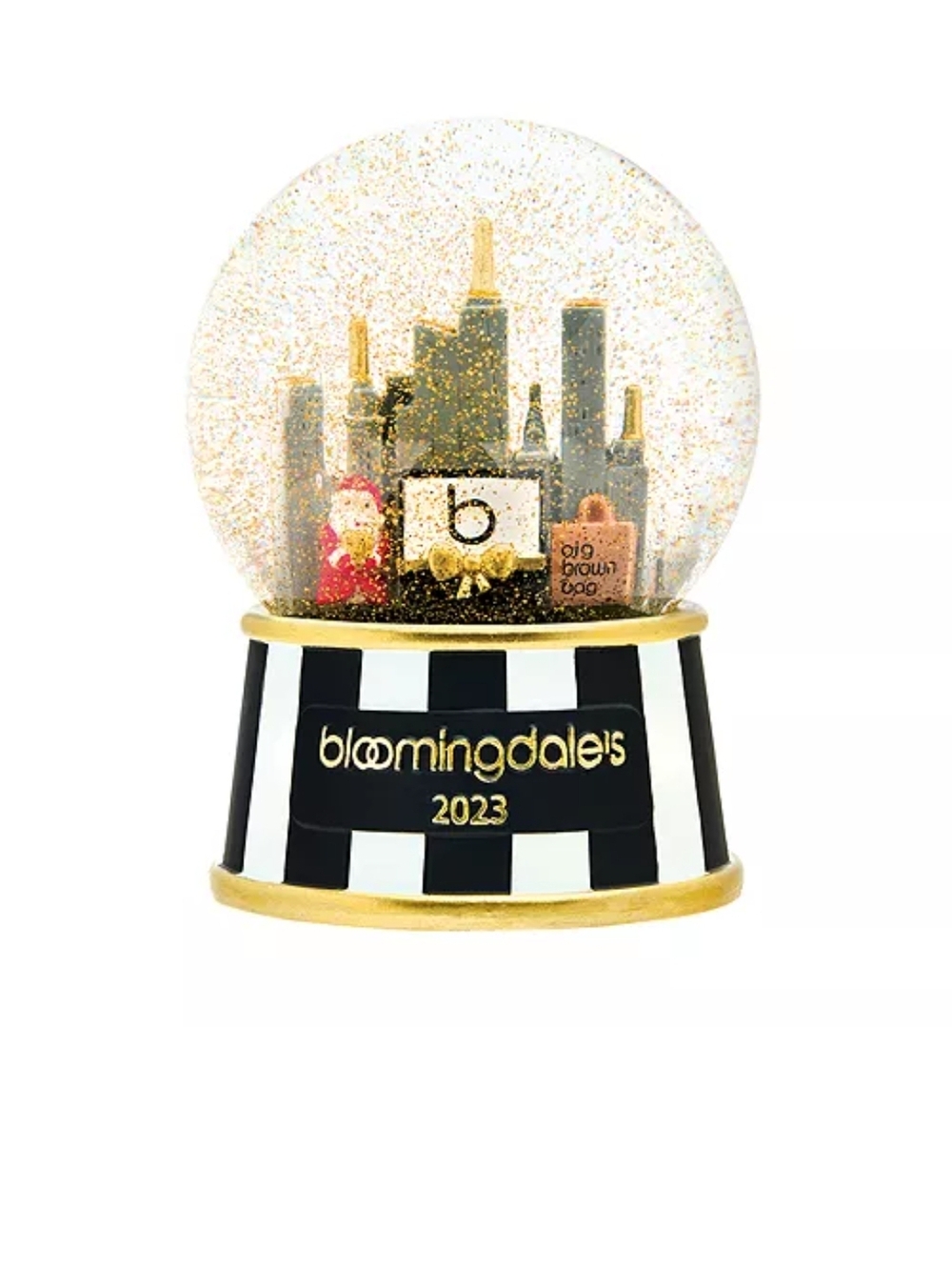 Bloomingdale's Black, White & Gold Holiday Snow Globe